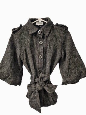 Calvin Klein Waist Tie Coat Size 4 Grey